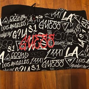 Guess Black Sweater hoodie with White and Red Graphics